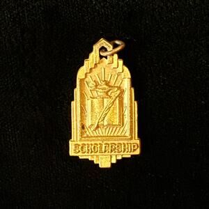 Vintage Herf Jones Scholarship Achievement Charm Unisex Brass READ